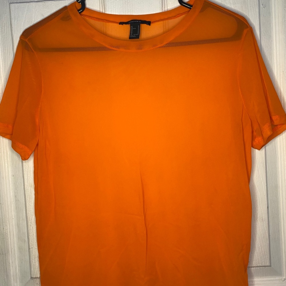 Orange sheer shirt size medium/ brand forever 21